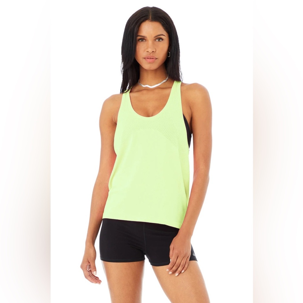 ALO Yoga Neon Green Seamless Essential Tank Size XS